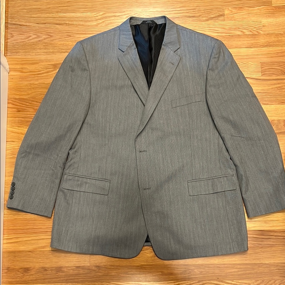 EUC Gray Sport Coat with Notched Lapels and Pinstripes